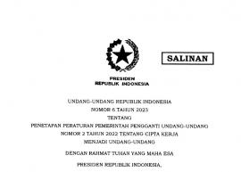 UNDANG UNDANG TENTANG PENETAPAN PERPPU NOMOR 2 TAHUN 2022 TENTANG CIPTA KERJA MENJADI UNDANG UNDANG